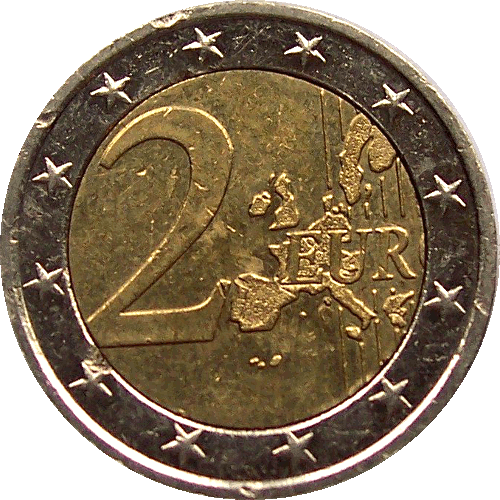 Moneta 2 euro ivertita manipolazione
