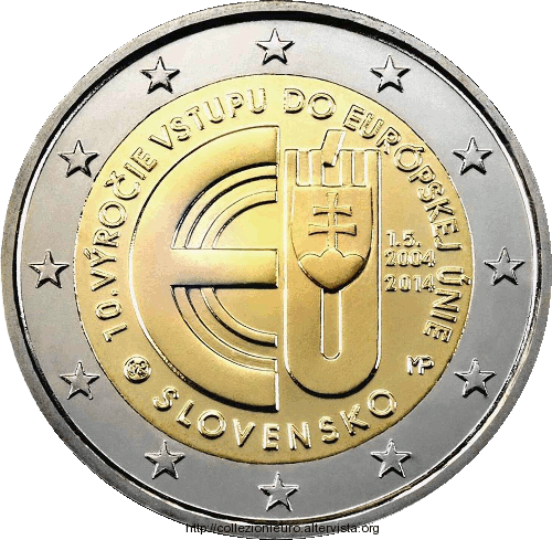 Slovacchia 2 euro 10 anni ingresso europa 2014 reale