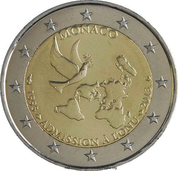 Monaco 2 euro ONU da rotolino  2013