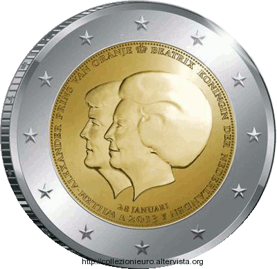 Olanda 2 euro commemorativo doppio ritratto 2013