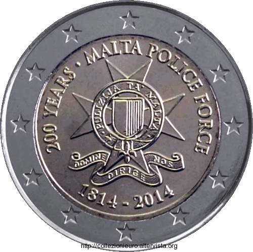 Malta 2 euro commemorativo polizia maltese 2014 a