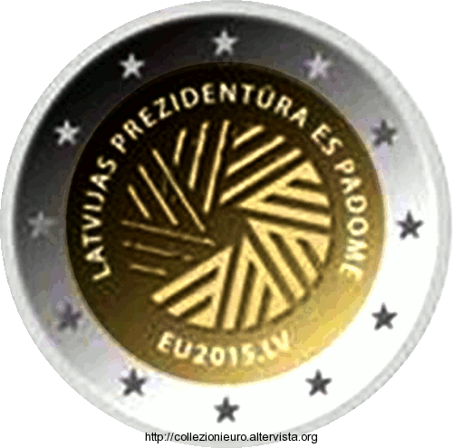 Lettonia 2 euro presidenza UE 2015x