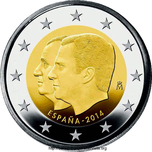 Spagna 2 euro cambio di trono 2014x