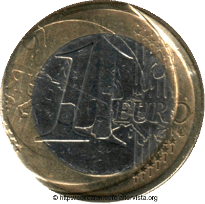 Spagna 1 euro 2002 conio doppio monete rovesciata in Incuso