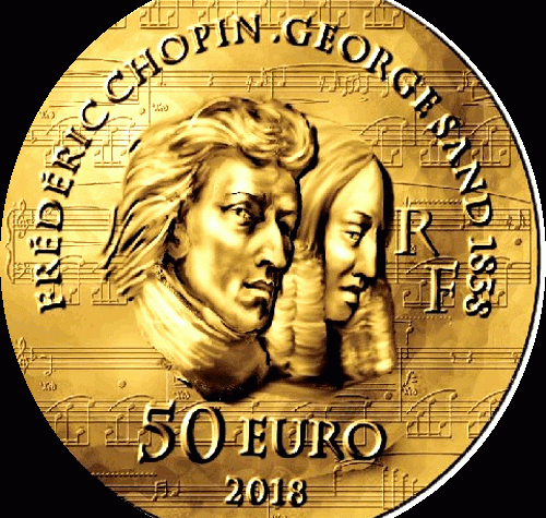 Francia: 10, 50 e 200 euro commemorativi dedicati a “Georges Sand” 2018.