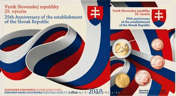 Slovacchia: divisionale dedicata a “25° anniversario della costituzione della Repubblica slovacca” 2018.