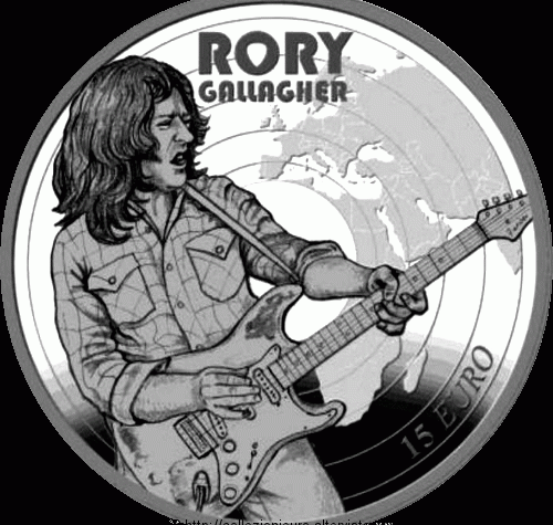 Irlanda: 15 Euro commemorativo dedicato a “Serie Musicisti irlandesi: 70° anniversario della nascita di Rory Gallagher” 2018.