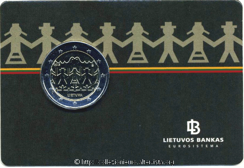 Lituania: Coincard BU 2 Euro commemorativo “100° anniversario del Festival della Canzone e della Danza Lituana” 2018.