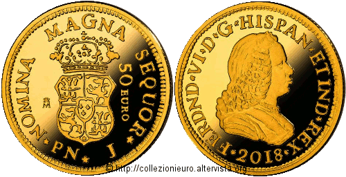 Spagna: 50, 100, 200 e 400 euro commemorative dedicate ai “150 ° anniversario dell’ultima coniazione delle monete d’oro spagnola Escudo” 2018.
