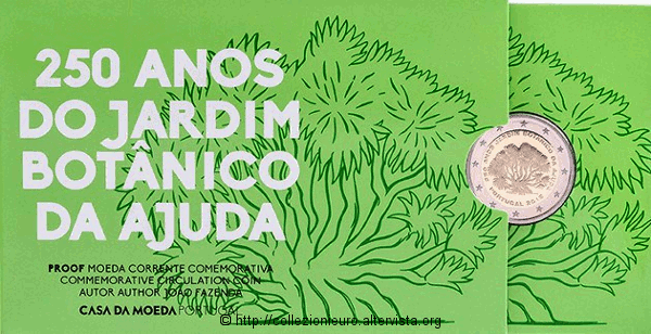Portogallo: Folder BE 2 euro commemorativo “250° anniversario del Giardino Botanico d’Ajuda” 2018.