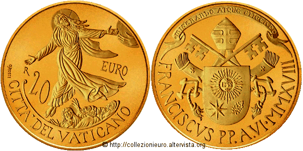 Vaticano: 20 Euro commemorativo in oro dedicato a “Gli Atti degli Apostoli – l’Ascensione di Cristo” 2018.