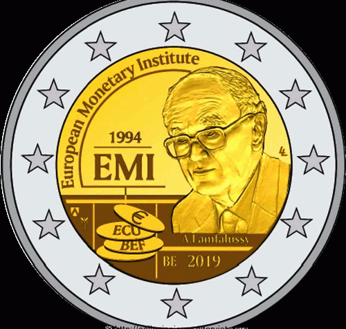 Belgio: Bozzetto 2 euro commemorativo “25° anniversario Istituto monetario europeo IME” 2019.