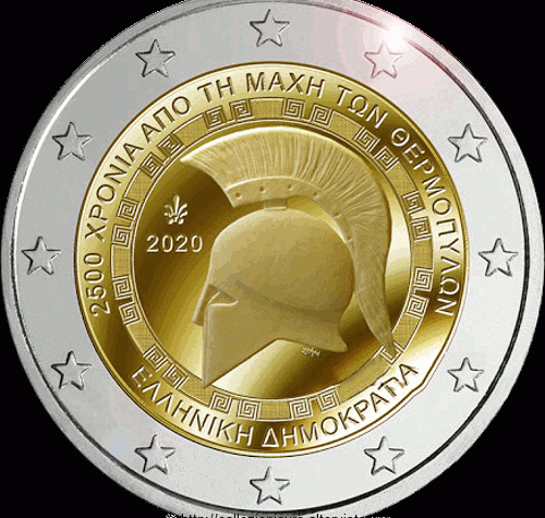 Grecia 2 euro commemorativo 2500º anniversario della battaglia delle Termopili 2020.
