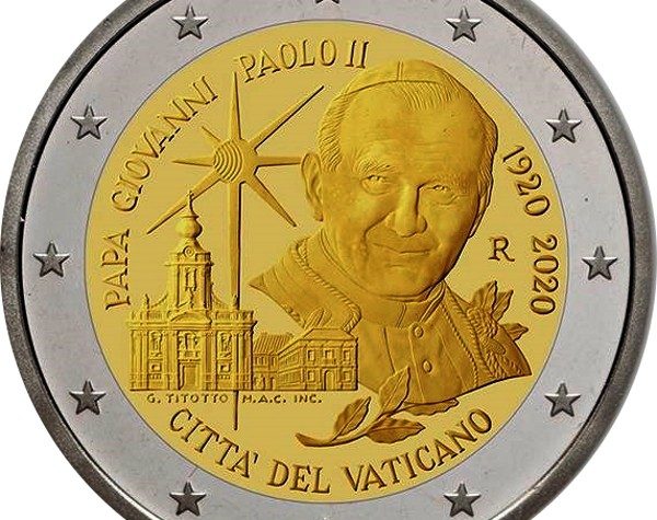 Vaticano 2 euro commemorativo 100º anniversario della nascita di Giovanni Paolo II 2020.