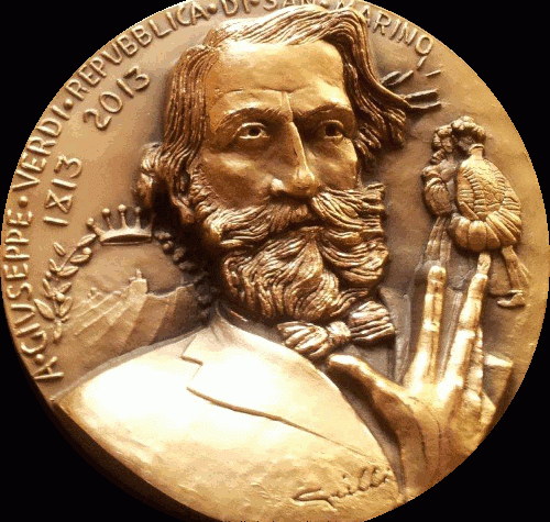 San Marino: medaglia commemorativa “200° anniversario della nascita di Giuseppe Verdi” 2013.